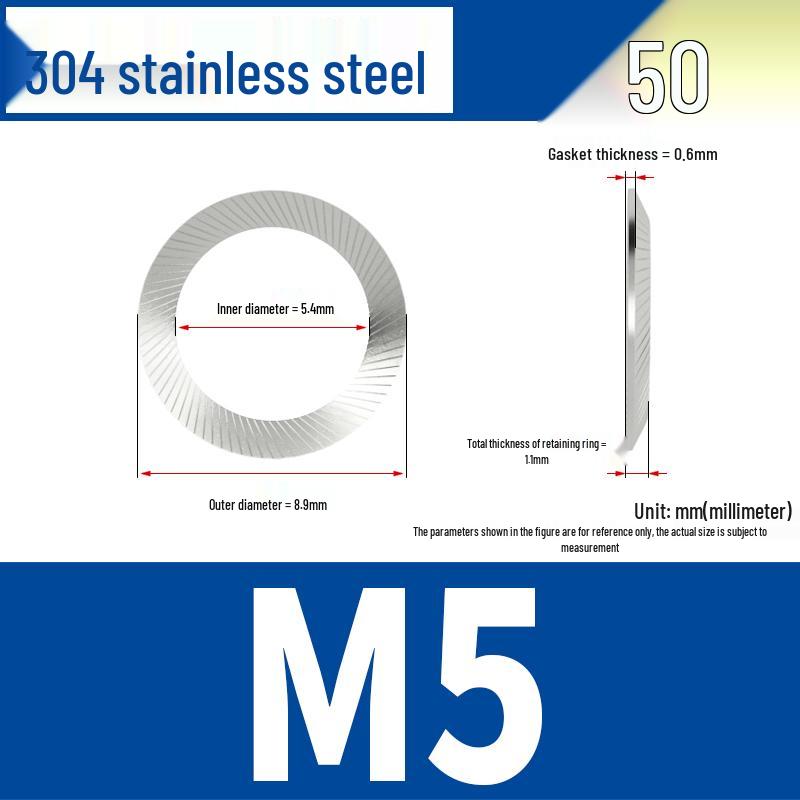 304 Stainless Steel Double-Sided Serrated Lock Washer, Anti-slip Butterfly-shaped, M3-M42