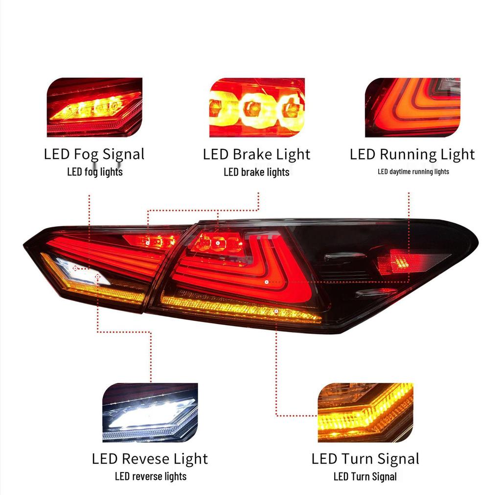RGB LED Taillight Assembly for 18-23 Camry: Includes Daytime Running, Brake, and Turn Signal Lights