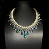Fashionable Retro Style Inlaid Zircon Blue Droplet Pearl Necklace Earrings Look Elegant And When Worn
