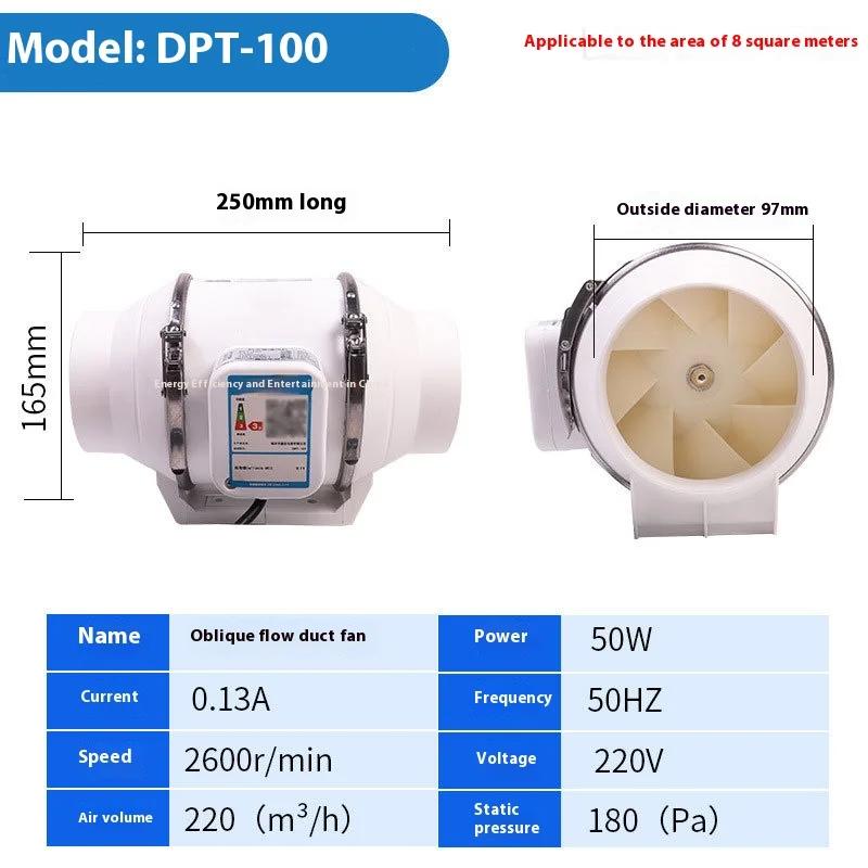 ZEXEF DPT-315 High-Velocity Exhaust Fan 1200 CFM Aluminum Duct Booster Fan for Commercial Kitchen Bathroom Ventilation