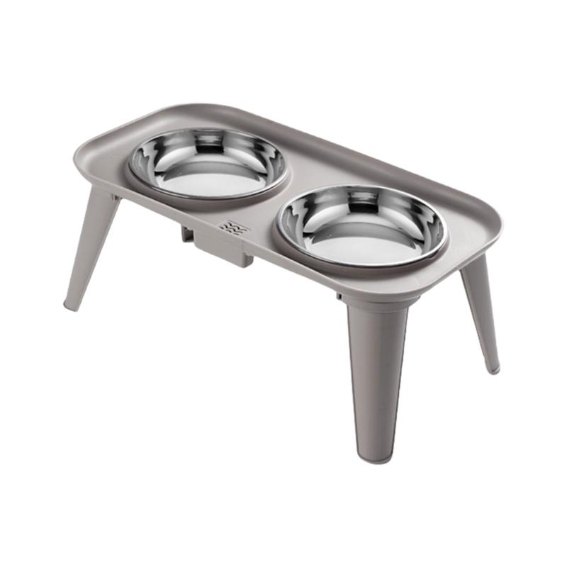 

High Neck Relief Dog Dishes Stainless Bowl Durable Elevated Dog Bowl Spill Proof Base For Home Use S сірий колір