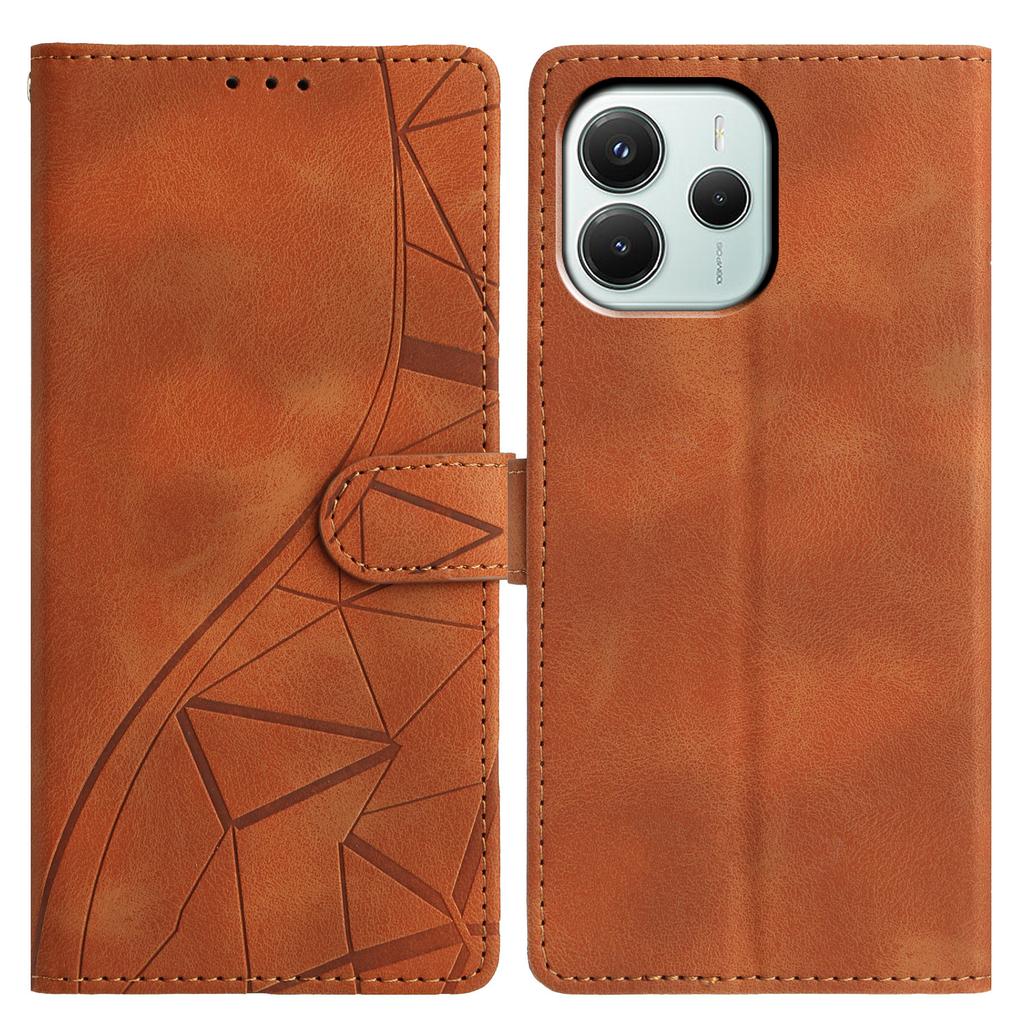 For Xiaomi Redmi Note 14 5G Case Wallet Stand Imprinted Triangle Pattern Leather Phone Flip Cover