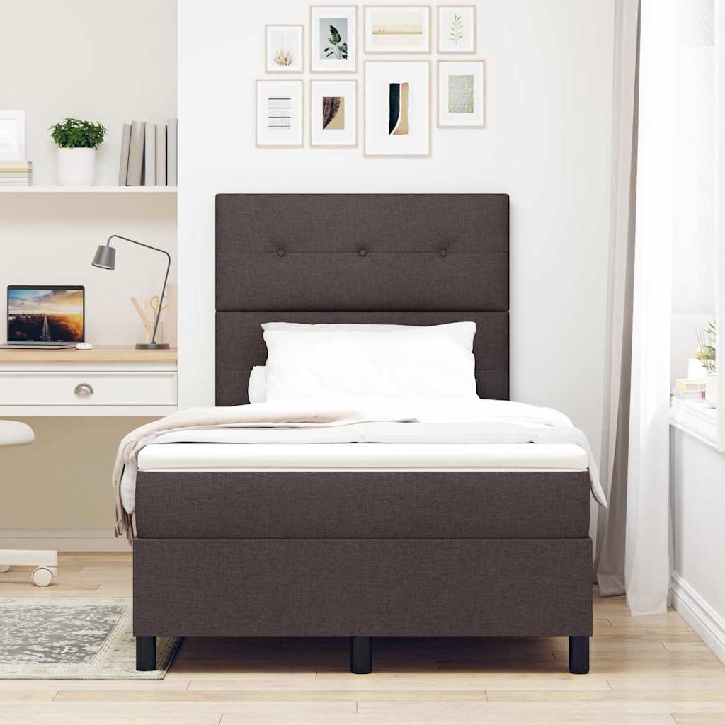 Boxspring bed with headboard Dark Brown 120 x 190 cm Fabric