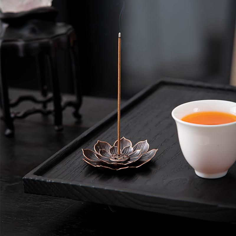 Buddhism Lotus Line Incense Alloy Incense Burner Stick Holder Plate Sandalwood Coil Base Temples Yoga Studios Home Decoration