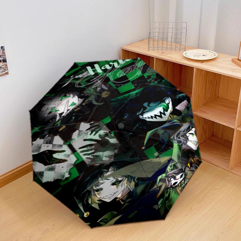 Green Jester Collage Automatic Umbrella - Suitable Travel Outdoor Portable Umbrella Birthday Gift Daily Essentials