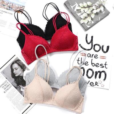 Damen BH Sexy Spitze Bralette Floral Bügelloser BH A B Cup Sexy Dessous Weich Einfarbig Büstenhalter