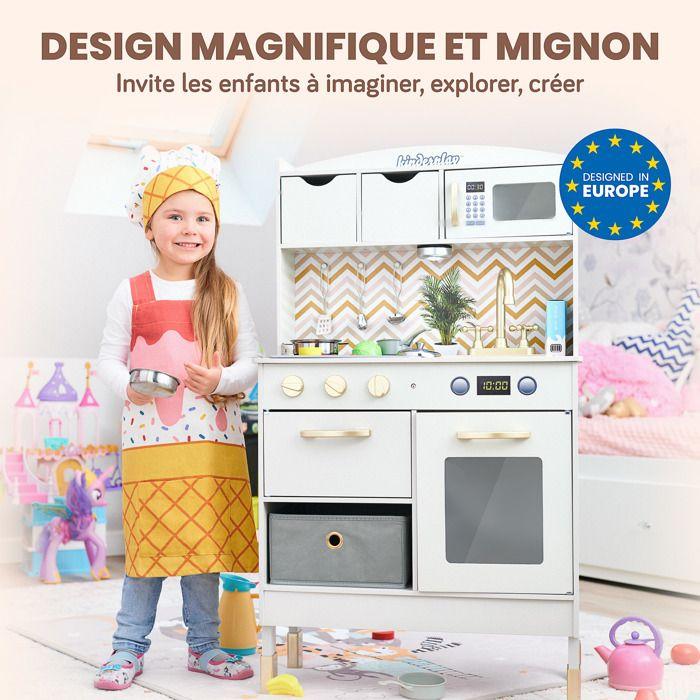 Cuisine en bois pour enfants LED et sons, réglable 92-107 cm, 29 accessoires Kinderplay Green (GS0059-1)