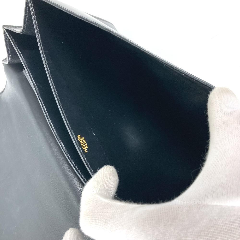 HERMES vintage Ring Do Hand Bag Flap Shoulder Bag Bock Scarf Black/GoldHardware