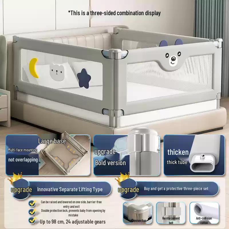 Nuofanya Three-Sided Bed Rail: Baby Anti-Fall Guard, Anti-Drop Barrier, Child Safety Baffle, Bed Guardrail.