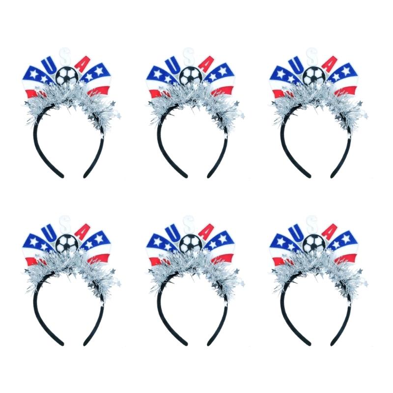 Pack Of 6pcs 2026 Soccer Event Flag Headbands For Fan With Elastic Design Creative Multiple Country Theme Headdress