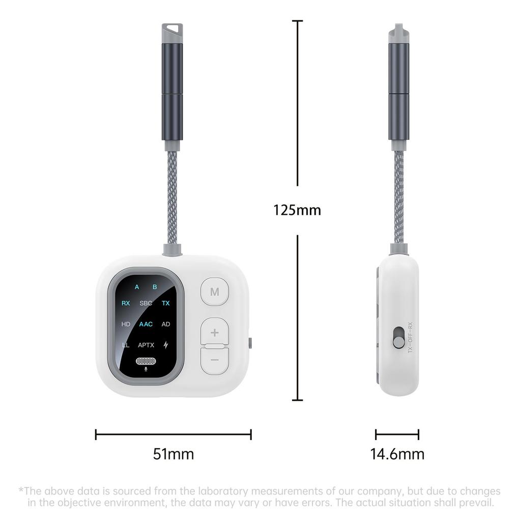 2 in 1 aptX-Adaptive AD/HD/LL AAC Bluetooth Audio Transmitter Receiver 3.5MM AUX HiFi Music Multipoint Airplane Wireless Adapter