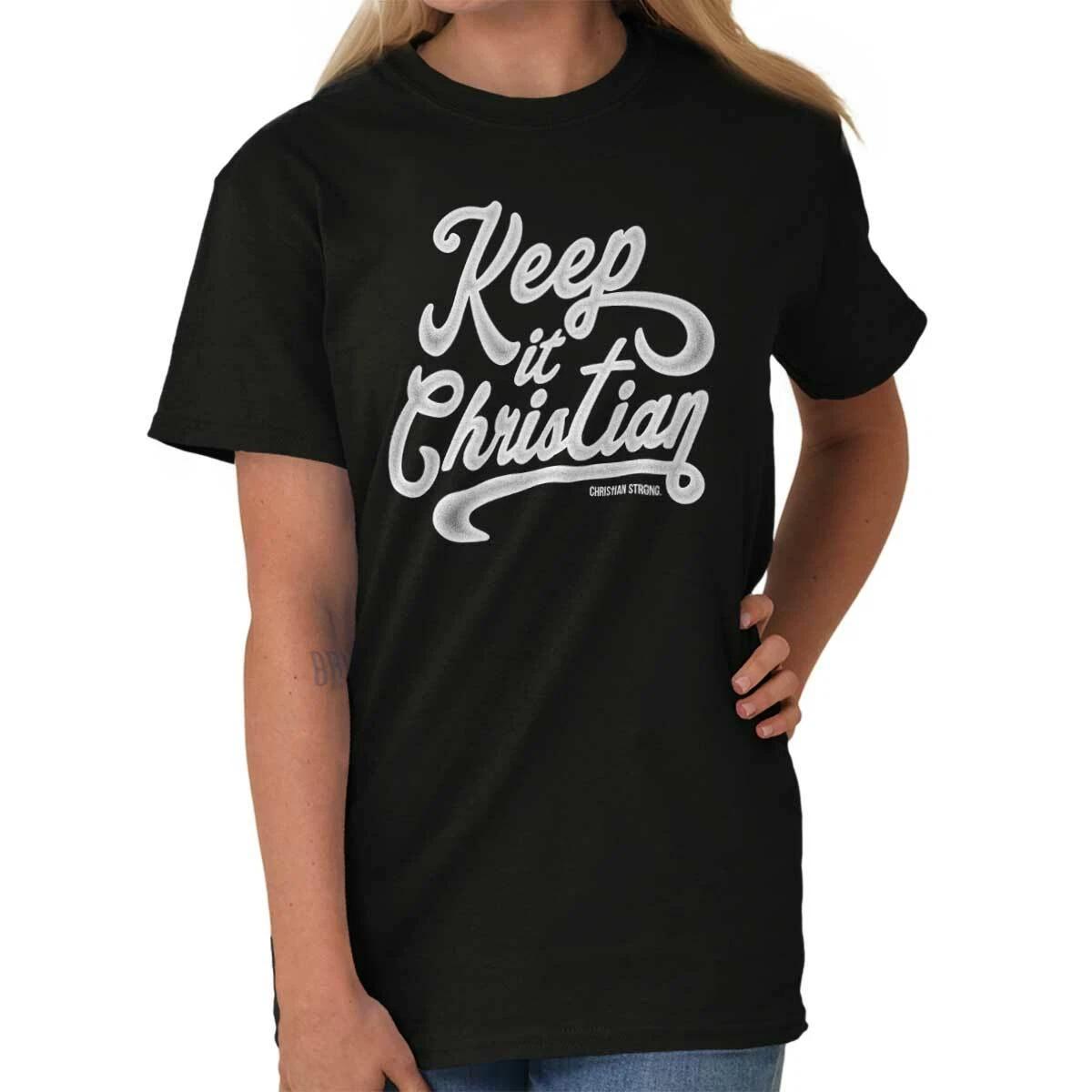 Religious Faith Keep It Christian Strong Womens Graphic Crewneck T Shirt Tee XL