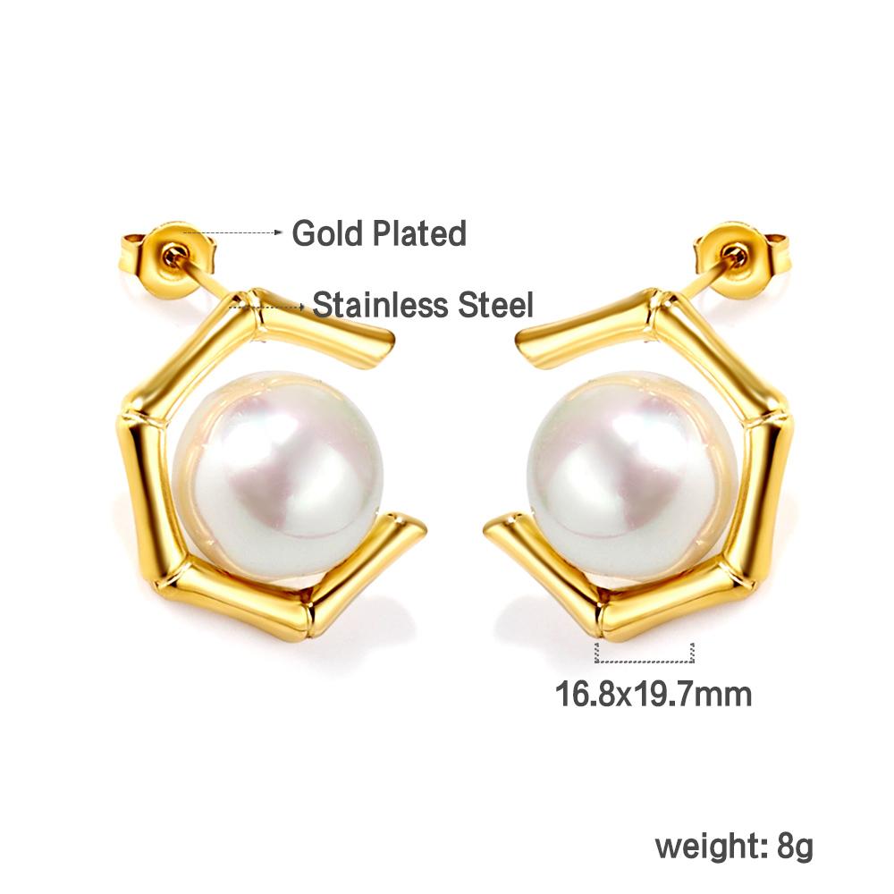 Fashionable Irregular Niche Stainless Steel White Pearl Earrings for Girls' Party Jewelry High-end INS Temperament Birthday Gift