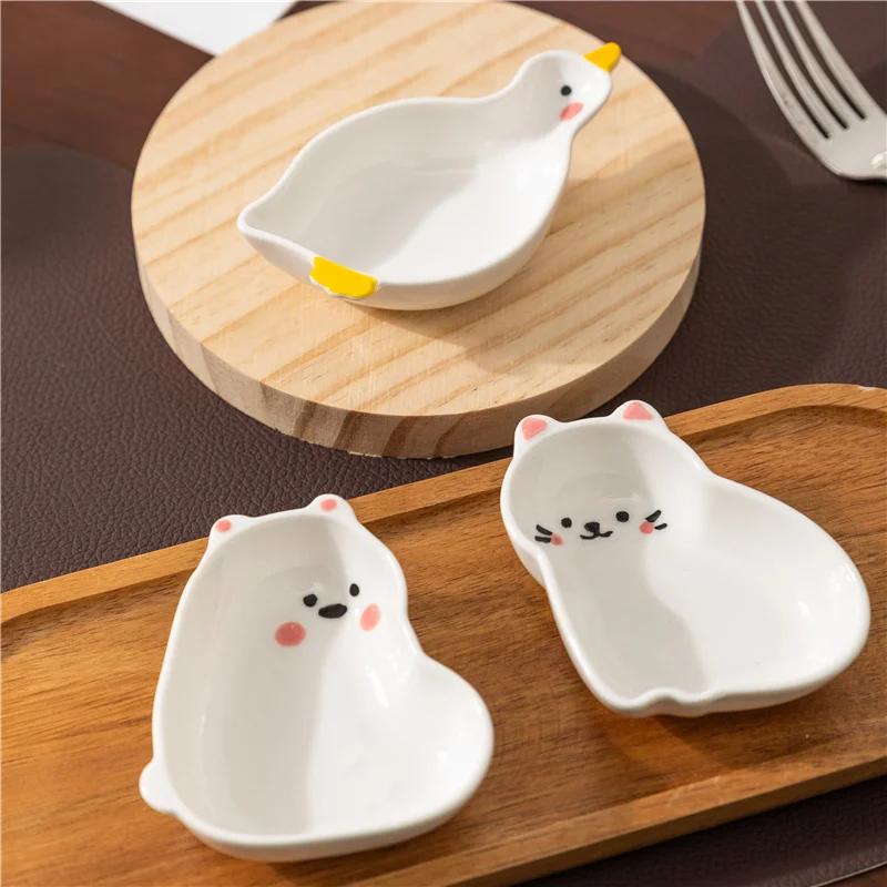 Japanese Style Ceramic Tiny Plate Creativity Home Restaurant Soy Sauce Vinegar Mustard Seasoning Animal Ceramic Dish Kitchen