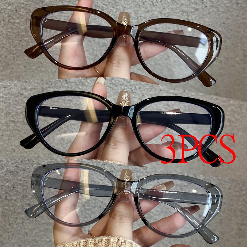 3PCS Fashion Unisex Cat Eye Plain Glasses for Woman Man Glasses Frame for Party Eyeglasses Female Decorative Spectacles Glasses