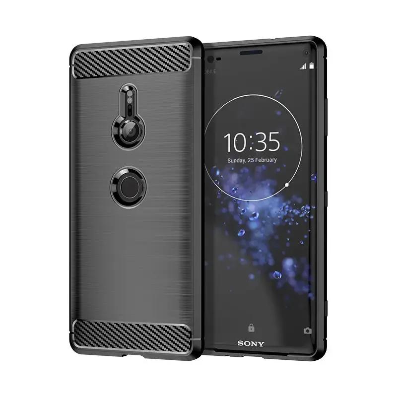 

Чехол из ТПУ с текстурой углеродного волокна для Sony Xperia XZ3 XZ2 Compact XZ1 Premium XA2 Ultra XA1 Plus противоударный защитный чехол Fundas Xperia XZ2 Compact чёрный