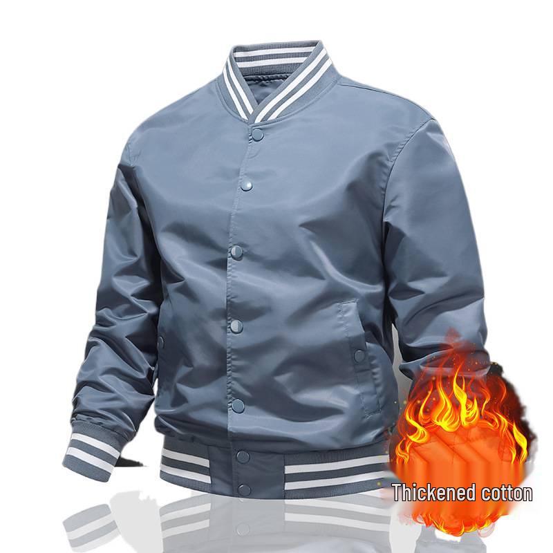 Men's Color-Blocking Baseball Pilot Jacket with Cotton Lining - Casual American-Style for Couples