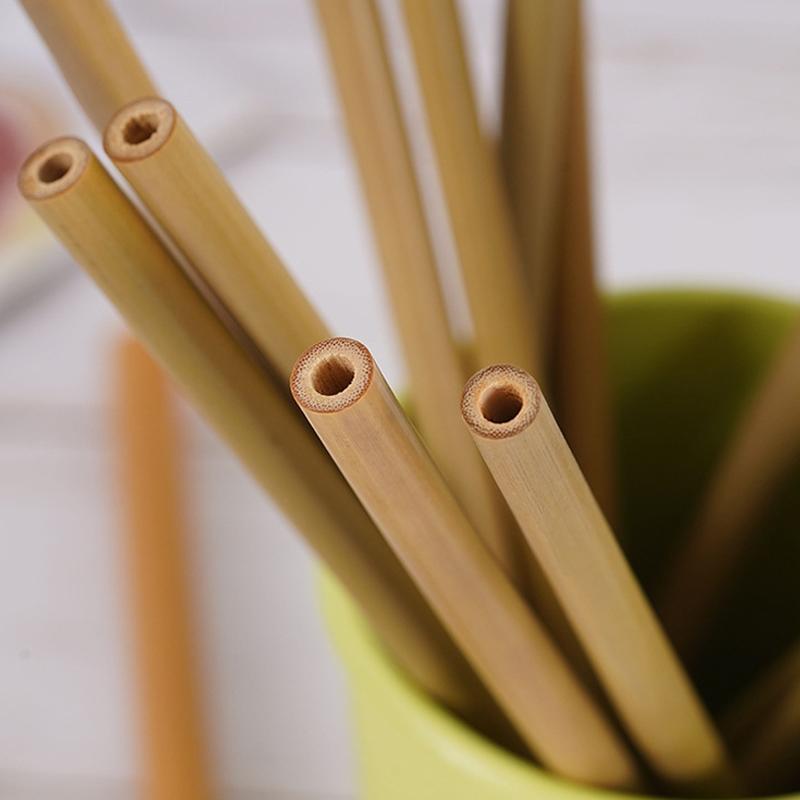 12 ks bambusových brček Opakovaně použitelná brčka na pití Bio brčko s kartáčkem pro děti Studený horký nápoj Džus Mléko Koktejl Brčka