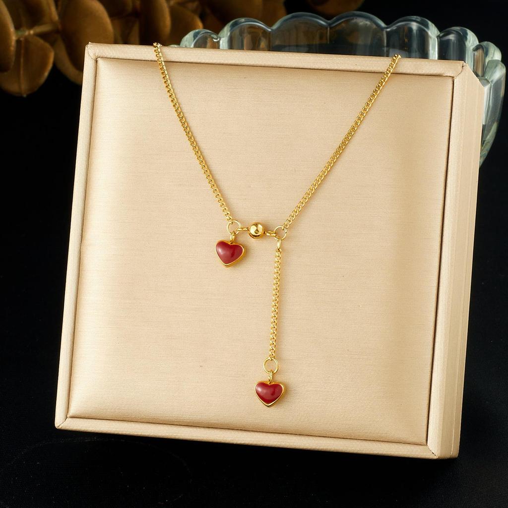 Yao Long Turquoise Heart Tassel Clavicle Chain - 18k Gold Plated, Personalized & Simple Design