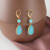 Vintage French Turquoise Teardrop Earrings for Women - Autumn/Winter Collection