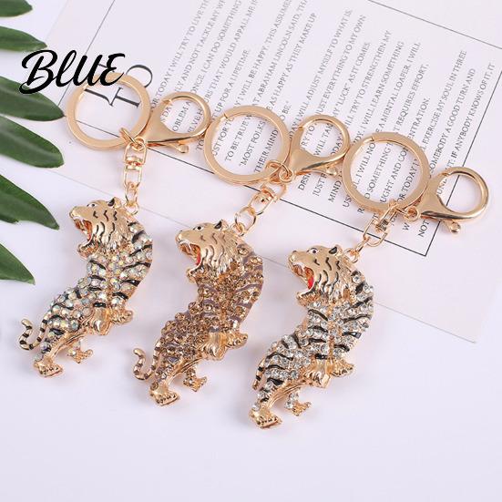 Multi-functional Keychain Pendant Sparkling Rhinestones Zodiac Tiger Shape Charm Key