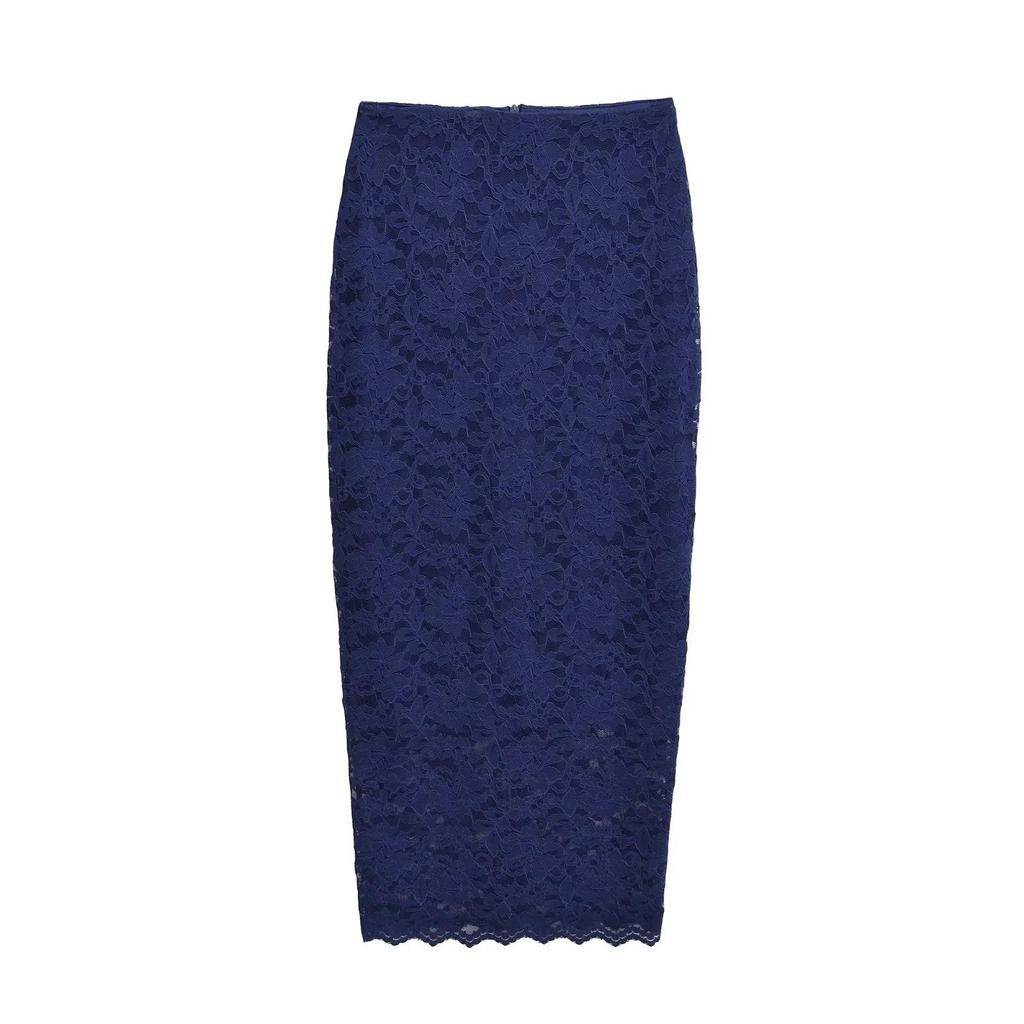 Retro Summer Lace Slit Skirt - Slimming Hip-Hugging Design for Women