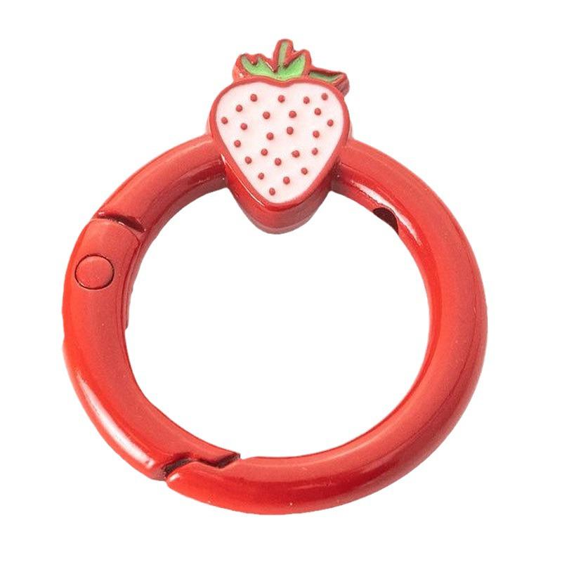Baked Paint Strawberry Spring Ring Keychain Jewelry Hardware Accessory