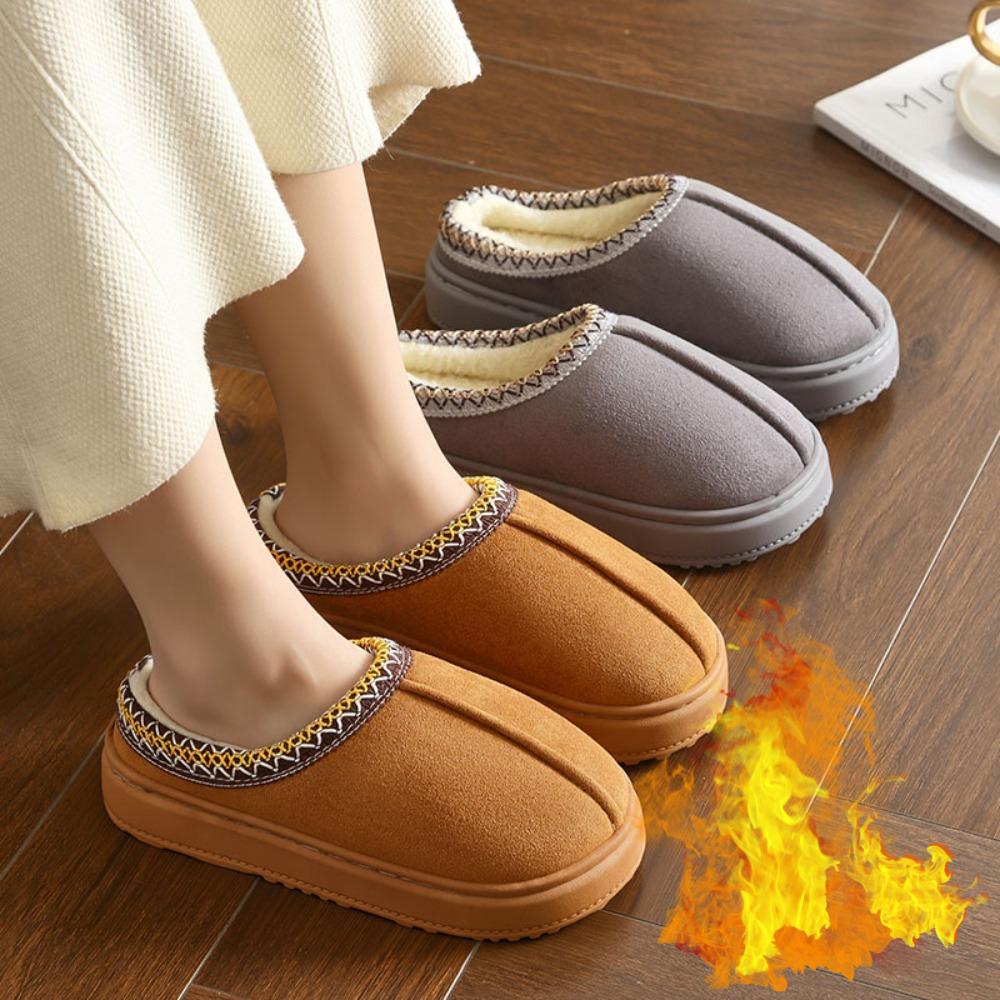 Home Closed Heel Warm Thickened Cotton Shoes Autumn Winter Cotton Slippers Men Couple Indoor Fuzzy Cotton Shoes Women