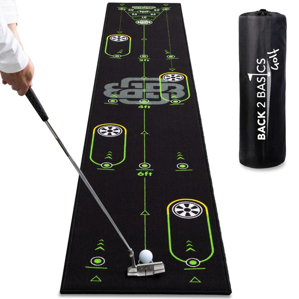 BACK2BASICSGOLF Putting Putting Practice Putting Practice Aid by a British Open Champion Distance Impact 3m x Guidebook Mat, Mat, [Supervised Coach,