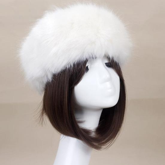 Women Hat Solid Color Faux Fur Headwear Brimless Empty Top Hat for Skiing