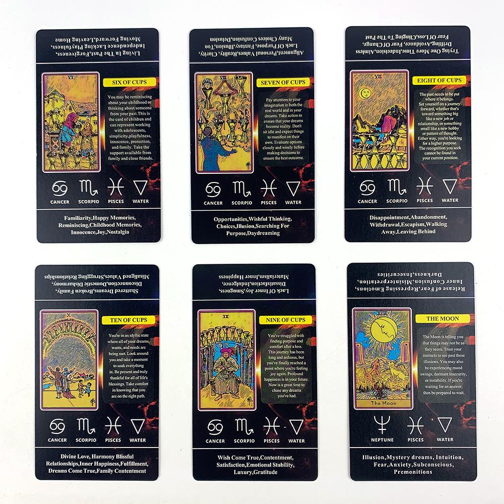Tarot Cards For Beginners With Meaning On Them, 78pcs-Cards Pocket Size Tarot Learning Deck, Oracle Divination Board Game