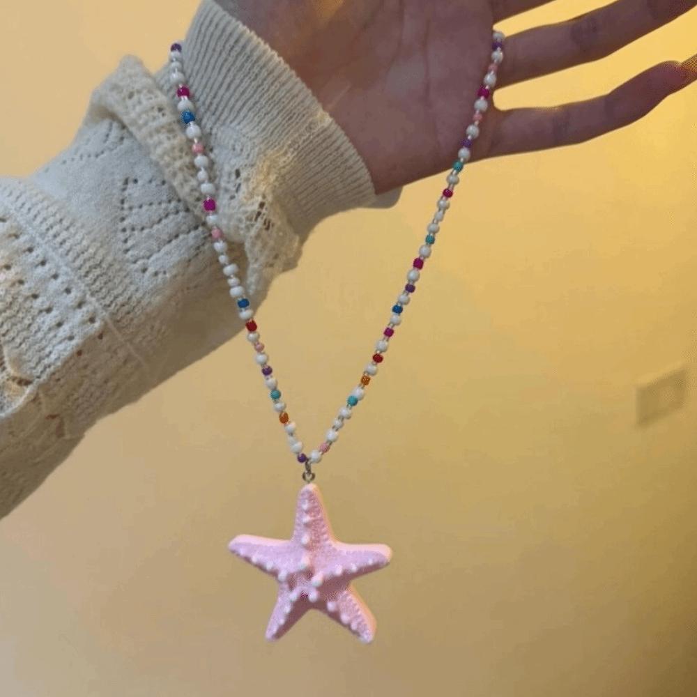 Bohemian Starfish Necklace Dopamine Bead Summer Clavicle Chain Starfish Choker Photography Props