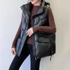 Donna Autunno Inverno Soild Colore brillante Addensare Capispalla Cotone imbottito Colletto alla coreana Senza maniche Giacca calda Cappotto Gilet