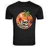 Tropical Beach Skull Surfboard Sunset Graphic T-Shirt