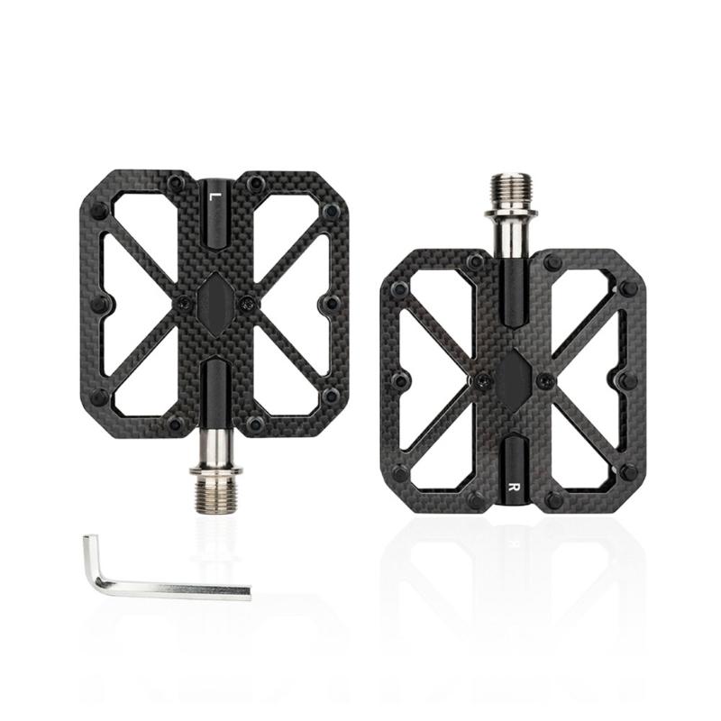 Carbon Fiber Bicycles Flat Pedals 3 Bearings Cycling Platform Pedals Nonslip Wide Flat Pedals for Road Bike Part 1