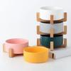 Wooden Rack Bowl Pet Bowl Cat Dog Large Capacity Cat Food Water Feeder Cats Dogs Pet Bowl Accessories Home Pet Small Ceramic