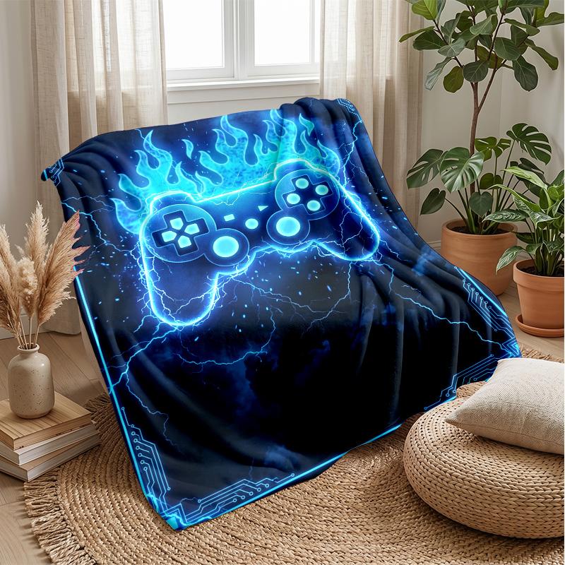 Gaming Tech Circuit Theme Blanket Lightweight Warm Flannel Blanket Decorative Throw Blanket for Home Decoration