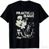 Dunkles Gothic Vintage Damen Praktisches Magisches Grafik-T-Shirt Weicher Rundhalsausschnitt Lässig Alltag