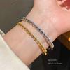 Geometric Zircon Stone Bangle With Gold Finish For Elegant Casual Wear