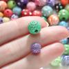 50/100Pcs 8/10mm Round mixed Colorful Acrylic Beads With Crystal Rhinestone Spacer Loose Bead for DIY Jewelry Making Accessorie