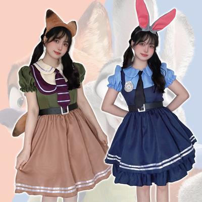 ליל כל הקדושים Zootopia קוספליי ג'ודי ניק ארנב שוטר קומיקס תערוכת שמלת ביצועים חצאית