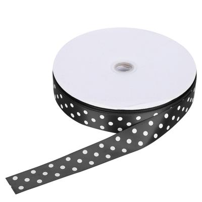 Satinband mit Polka-Dot-Druck Haarschleifen Geschenkverpackungsband DIY Bastelwerkzeug 100 Yards 2,5 cm Schwarz