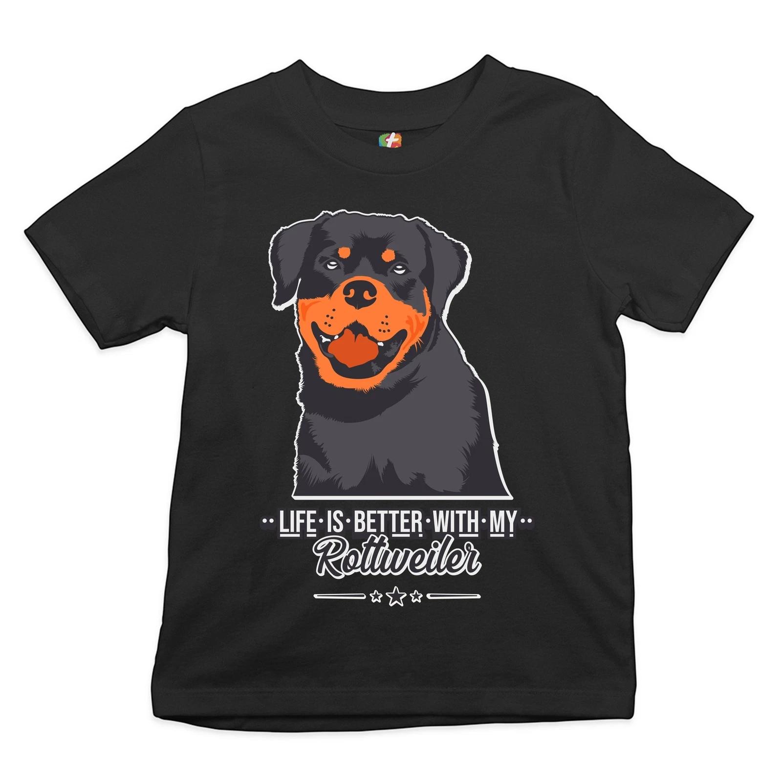Life is Better With My Rottweiler Youth kids boys T-Shirt Rottie Pet Dog Lover Kids 140