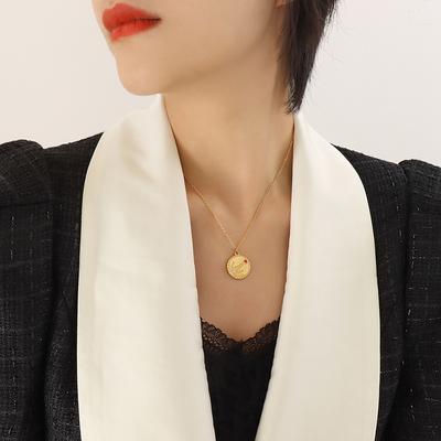 O-Chain Geometric Type European Beautiful Woman Cold Wind Sunrise Refraction Necklace Titanium Steel Round Brand Zircon Inlaid Accessories