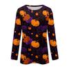 Women's Fashion Casual Long Sleeve Halloween Print Pullover Sweatshirt Crew Neck Top for Fall Seasonal Wear