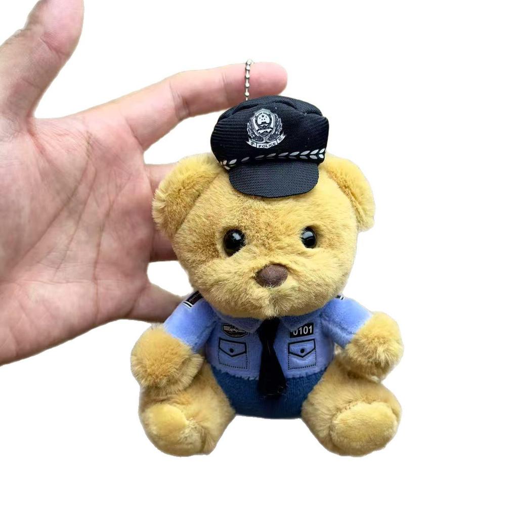 Cute Police Bear Plush Keychain - Internet Celebrity Traffic Officer Doll