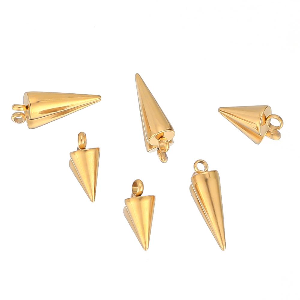 10pcs Gold Color Stainless Steel Circular Cone Charms DIY Jewelry Making Earrings Pendant Findings Handmade Bracelets Supplies