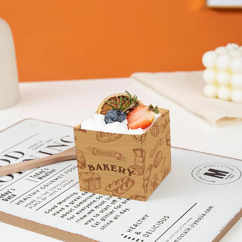 10Pcs Disposable Cupcake Kraft Paper Muffins Cup Paper Cupcake Wrappers Baking Cups Cases Muffin Boxes Cake Decor Baking Tools