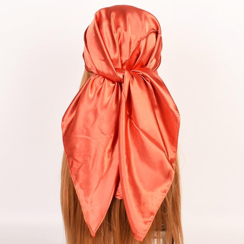 Selected solid color imitation silk generous silk scarf, women's silk scarf 90 * 90 color diced versatile scarf