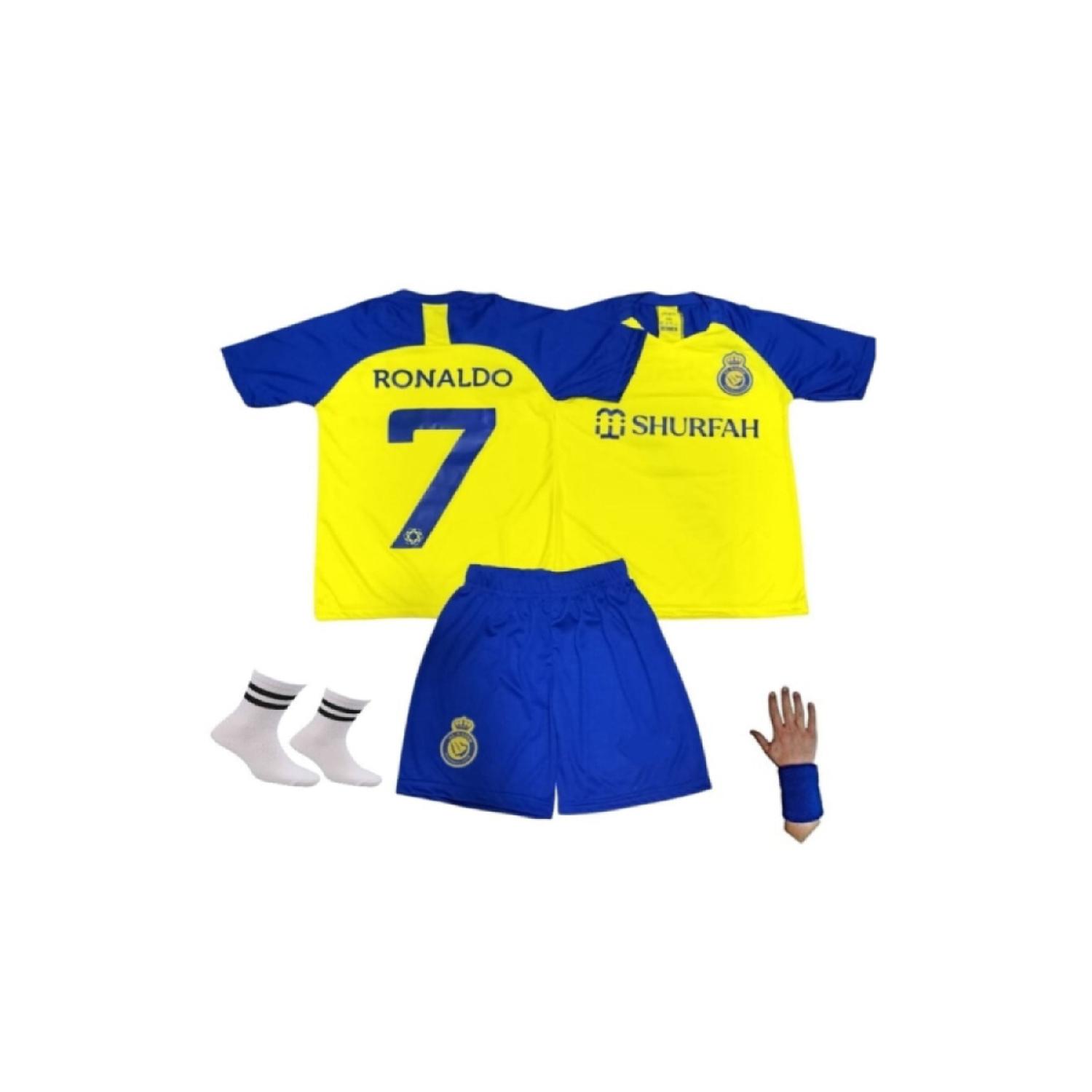 

Детский трикотаж Al-nasrr Ronaldo, желто-синий комплект из 4 трикотажных шорт, носков, браслетов